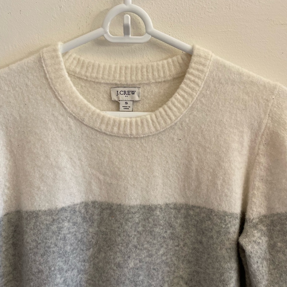 J. Crew Colorblock Sweater - Cream, Gray, and Black - Picture 2 of 3